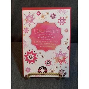Hallmark Card Pink White To DAUGHTER "You Put So Much Awesome "Snowflakes
